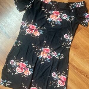 Charlotte Russe Strapless Black Floral Dress